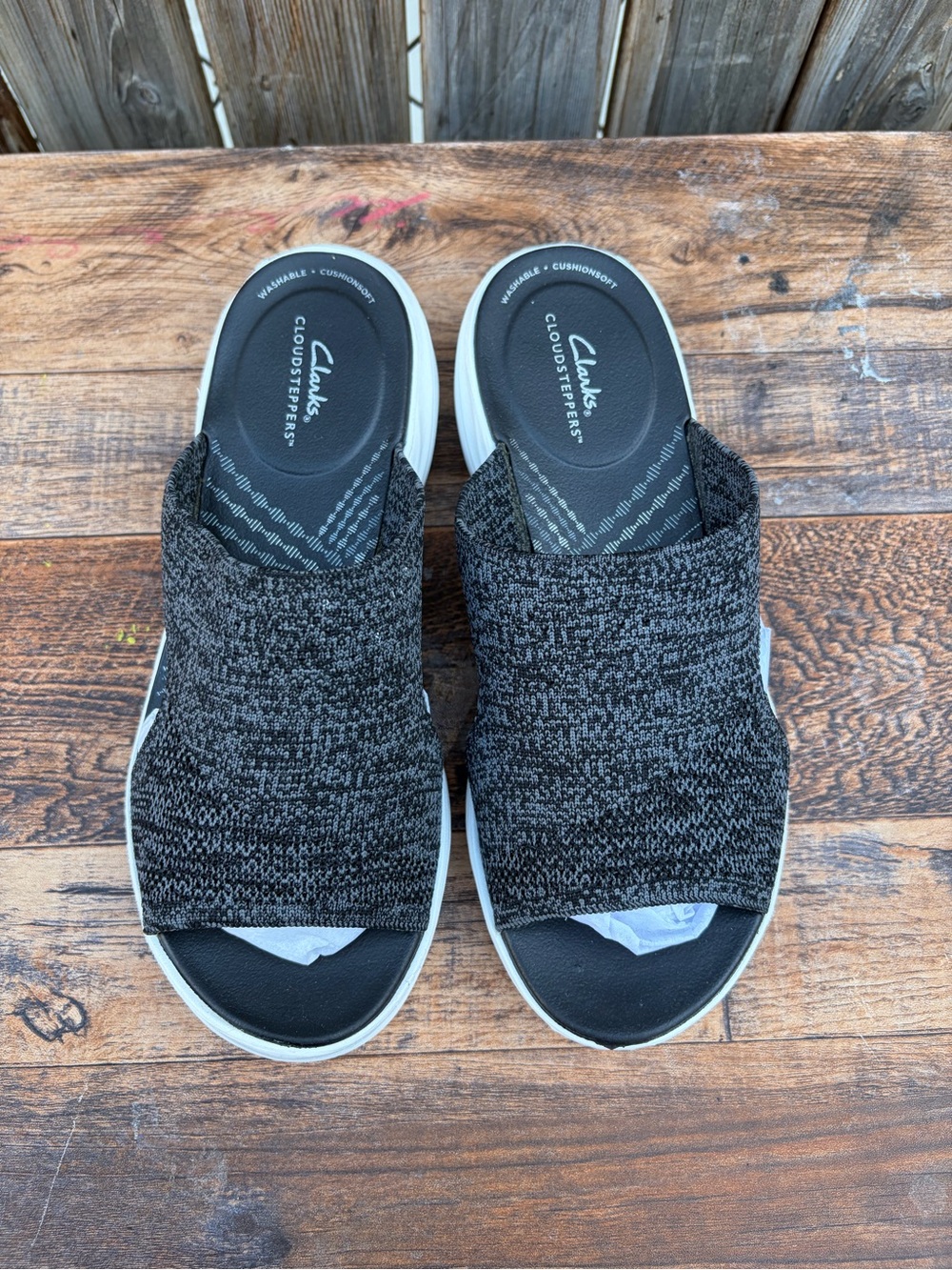 Clarks Black Knit Slip-On Platform Mules Women’s Size 7.5 - Picture 9 of 15